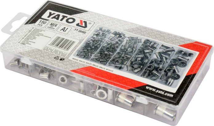 Zestaw 150 nitonakrętek aluminiowych YT-36460
